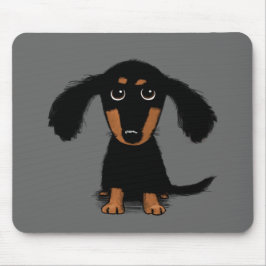 Mousepad Long Haired Dachshund Puppy Cute Dog Cartoon