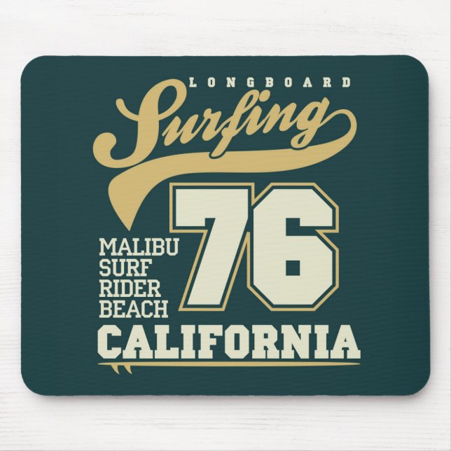 Mousepad Longboard que surfa | Califórnia 76 (Frente)