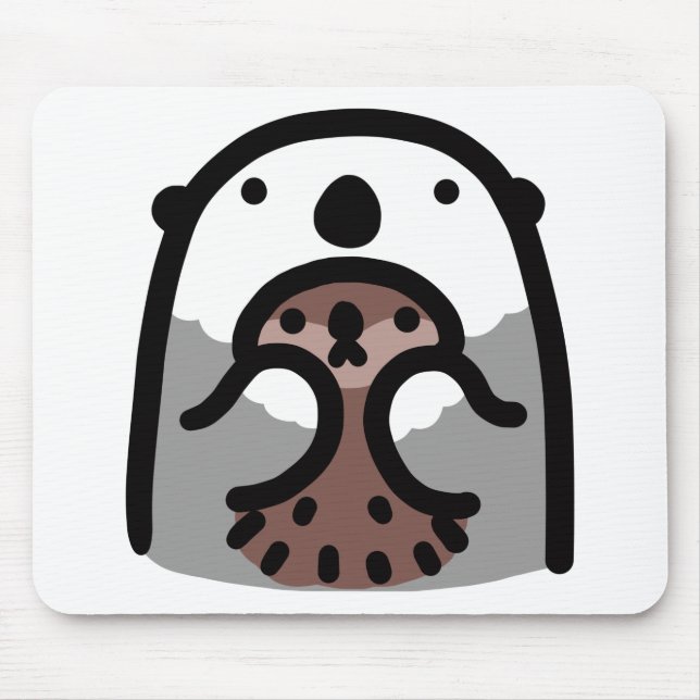 Mousepad Lontra marinha segurando seu precioso bebê (Frente)