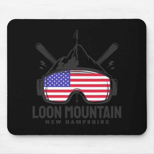 Mousepad Loon Mountain New Hampshire Usa Ski Retro Skiing  (Frente)