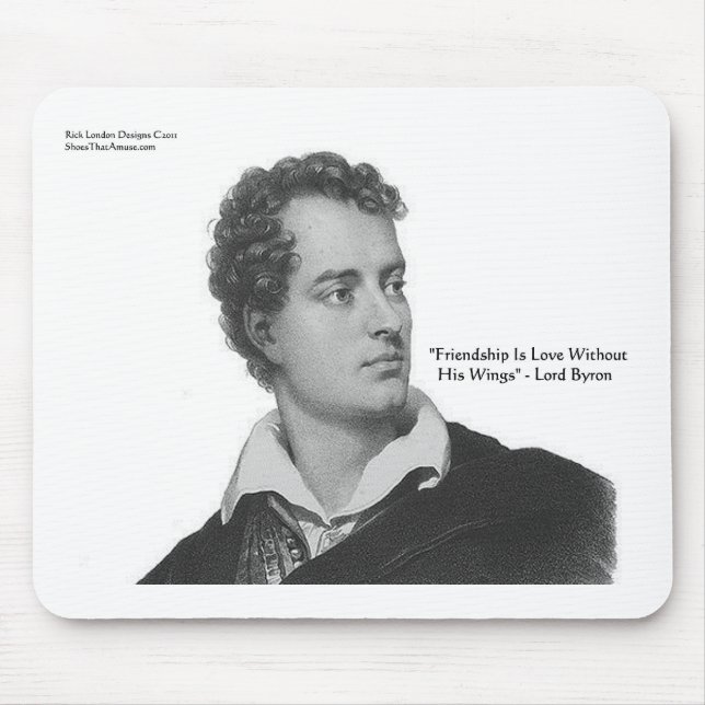 Mousepad Lord Byron "Love W/O Wings" cita presentes e Camis (Frente)