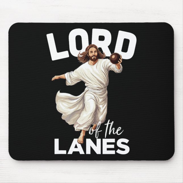 Mousepad Lord Lanes Funny Christian Cristo Gutter Boliche L (Frente)