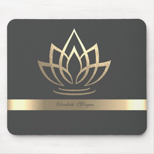 Mousepad Lótus Dourado Elegante, Yoga (Frente)