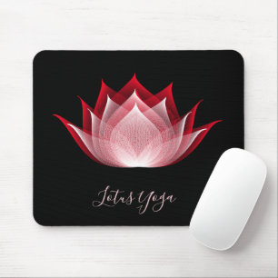 Mousepad Lótus Preto-Vermelho, Lótus Moiré, Flor Gráfic