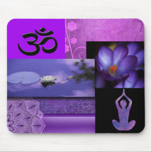 Mousepad Lotus roxo & colagem da meditação de Chakra da