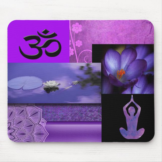 Mousepad Lotus roxo & colagem da meditação de Chakra da (Frente)