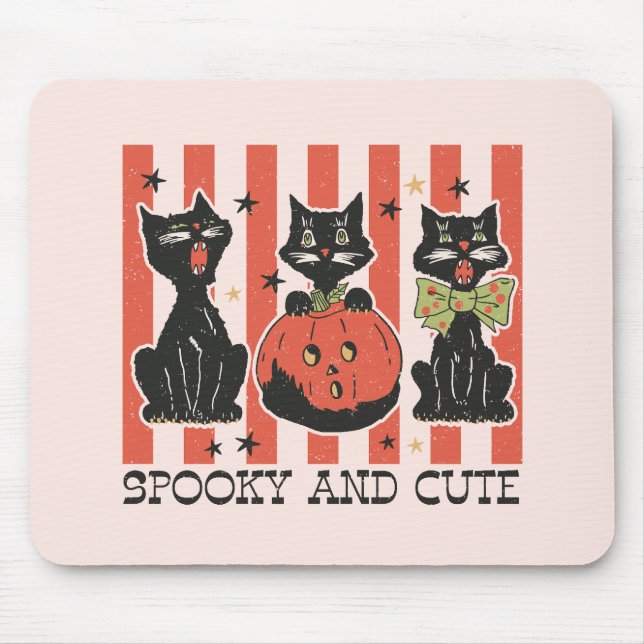 Mousepad Louco e Bonito - Gato Preto e Abóbora (Frente)