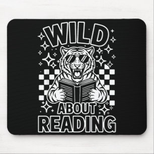 Mousepad Louco por ler óculos de sol de tigre legal ler liv