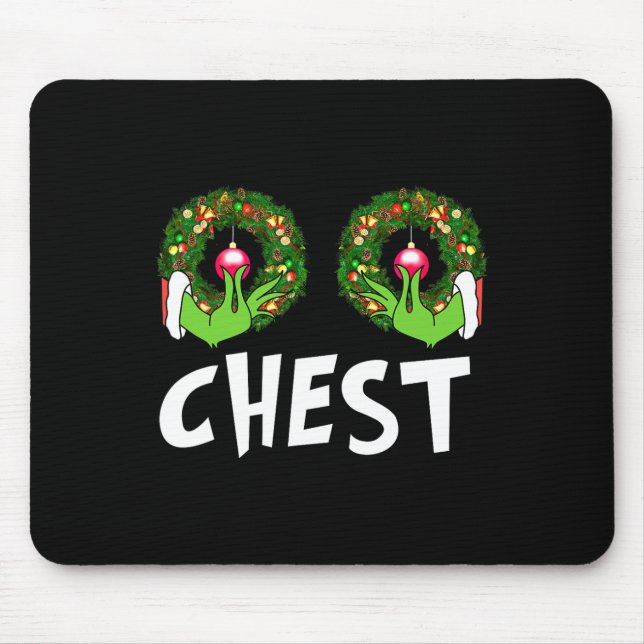 Mousepad Loucos do peito Divertido de Natal Correspondendo  (Frente)