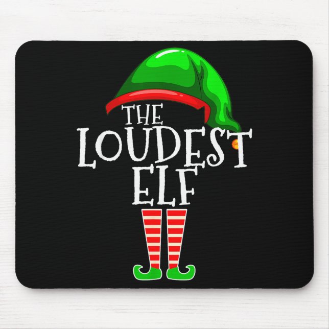 Mousepad Loudest Elf Group Matching Family Christmas Loud F (Frente)