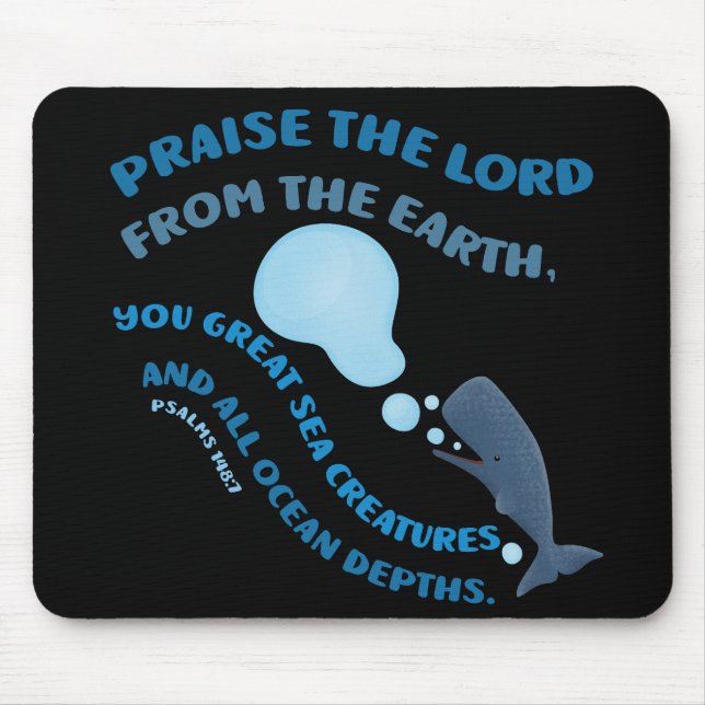 Mousepad Louve a baleia versículo bíblico salmos cristão (Frente)