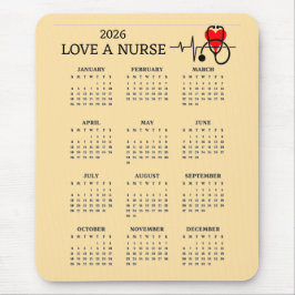 Mousepad Love a Nurse Heart Stethoscope 2026 Calendar