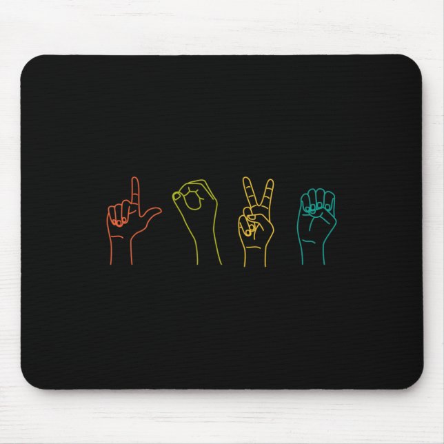 Mousepad Love ASL Sign language por Dia de os namorados alf (Frente)