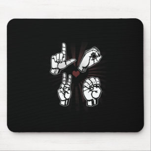 Mousepad Love ASL Sinal Language Dia de os namorados Presen