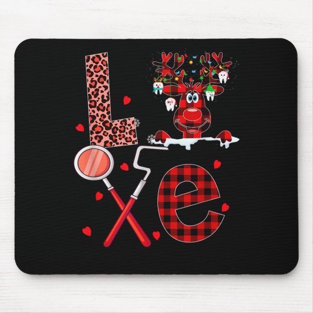 Mousepad Love Dental Christmas Reindeer Dental Squad Xmas D (Frente)