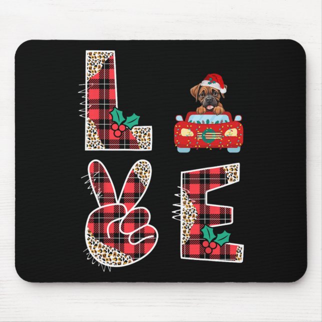 Mousepad Love Dog Boxer Riding Red Car Sweet Fo (Frente)