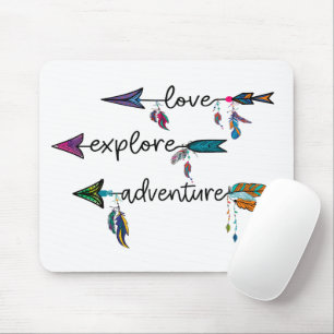 Mousepad Love Explore Adventure Arrow Tribal Boho Design