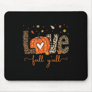 Mousepad Love Fall Y Leopard Pumpkin Halloween Thanksgi