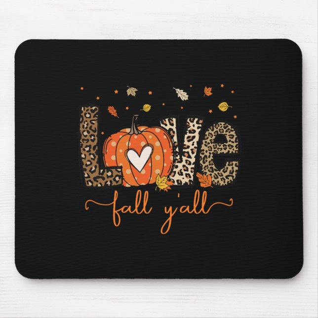 Mousepad Love Fall Y Leopard Pumpkin Halloween Thanksgi (Frente)