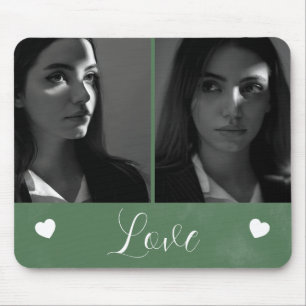 Mousepad Love Gift 2 Photo Turquoise Green Watercolor