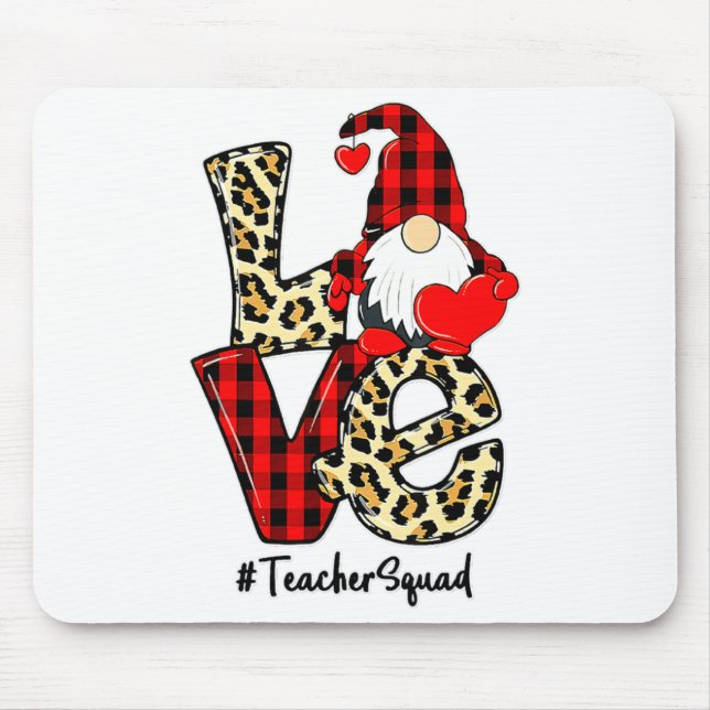 Mousepad Love Gnome Teacher Squad Happy Valentine Gnome Tea (Frente)