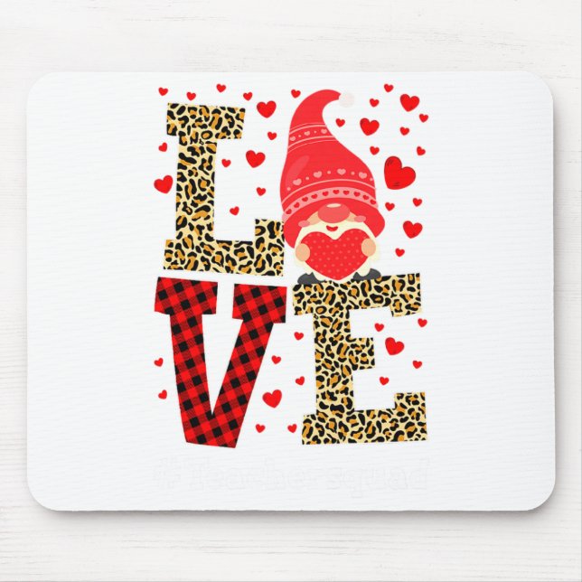 Mousepad Love Gnome Teacher Squad Valentines Day Teacher St (Frente)