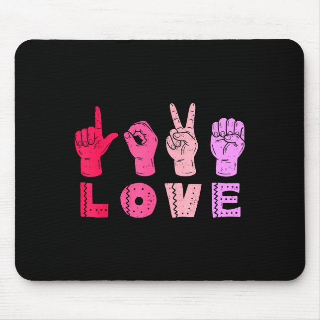 Mousepad Love Hand Sign Language Asl Valentines Day Men Wom (Frente)