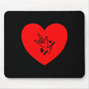 Mousepad Love Heart Hand Signal Language Audição Perda