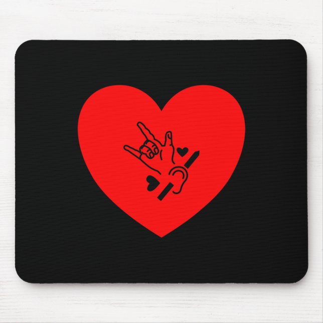 Mousepad Love Heart Hand Signal Language Audição Perda (Frente)