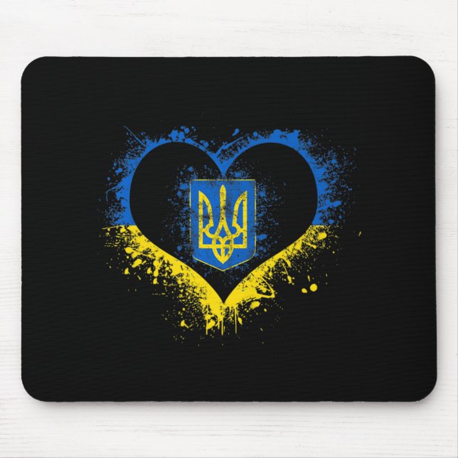 Mousepad Love Heart Ucraniano Flag Stand With Ukrai (Frente)