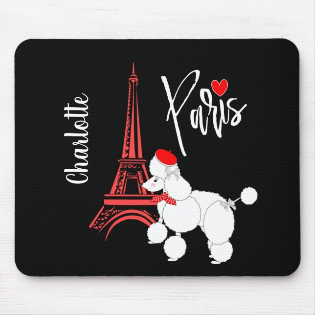 Mousepad Love Paris French Poodle Super Cute Personalizado (Frente)