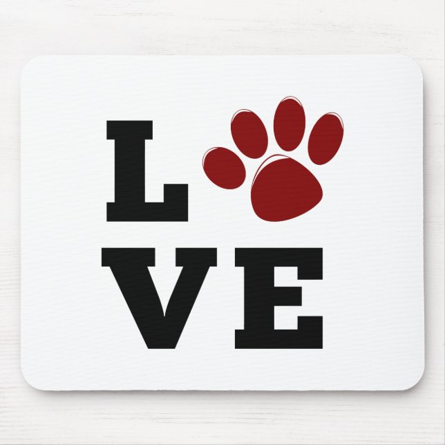 Mousepad Love Paw Print Amante de os animais Dog Lover (Frente)