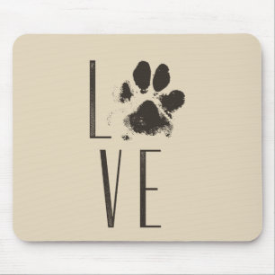 Mousepad Love Pet Paw Print Grunge Typografia