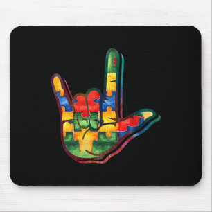 Mousepad Love Sign Language Autism Awarsm Suporte a Quebra-
