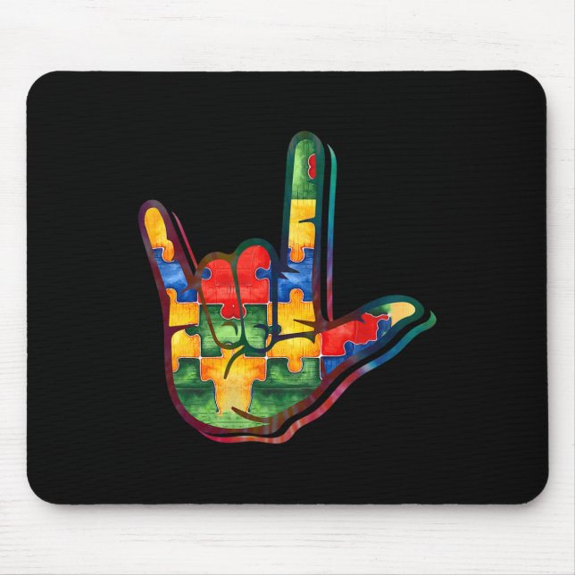 Mousepad Love Sign Language Autism Awarsm Suporte a Quebra- (Frente)