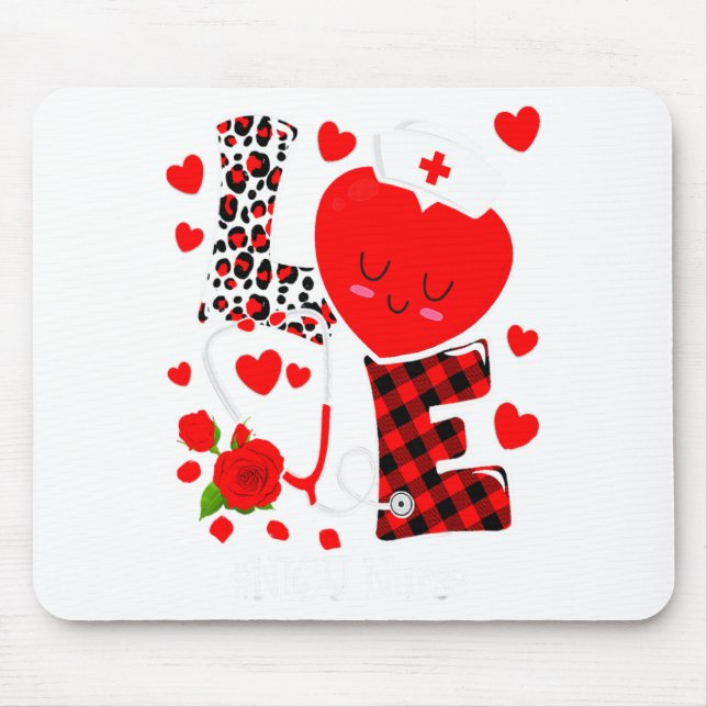 Mousepad Love Stethoscope Heart Nicu Nurse Valentines Day  (Frente)