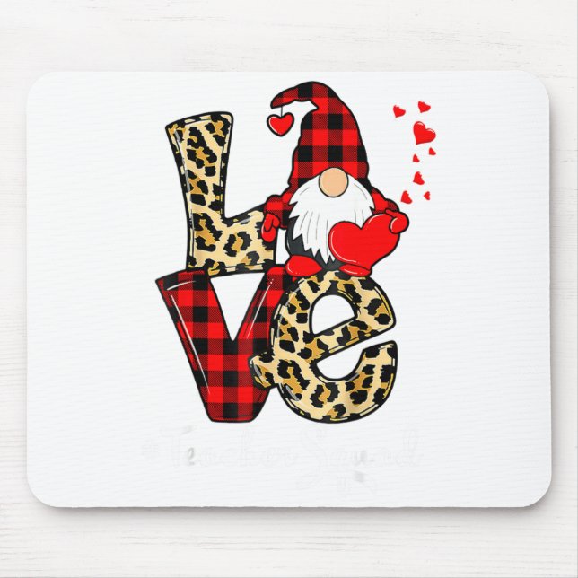 Mousepad Love Teacher Squad Gnome Hearts Valentines Gnome T (Frente)