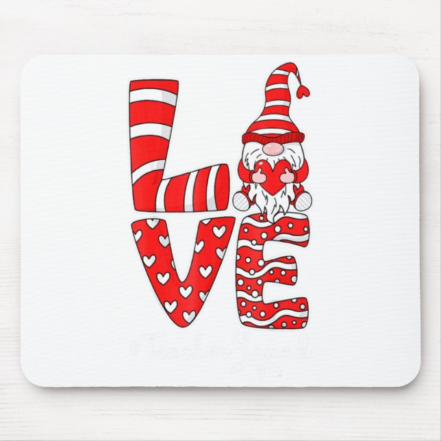 Mousepad Love Teacher Squad Gnome Hearts Valentines Gnome T (Frente)