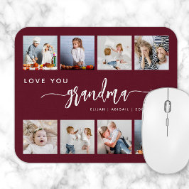 Mousepad Love You Grandma 8 Photo Collage Burgundy