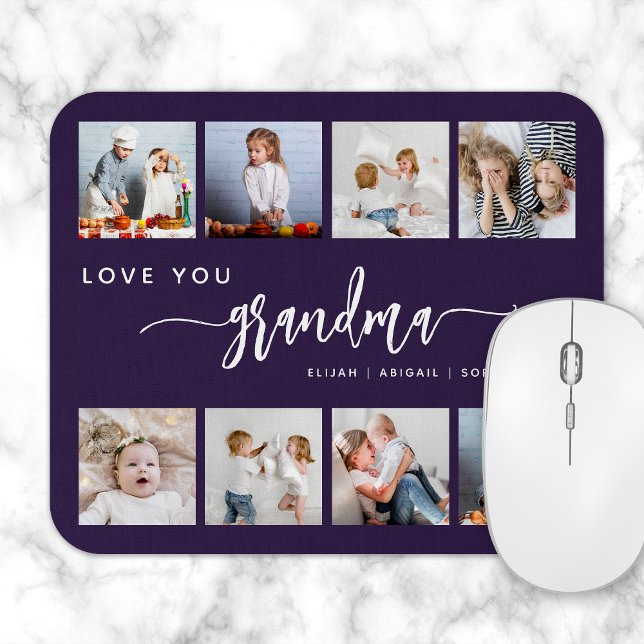 Mousepad Love You Grandma 8 Photo Collage Purple (Criador carregado)