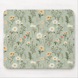 Mousepad Lovely Meadow Flowers on Green