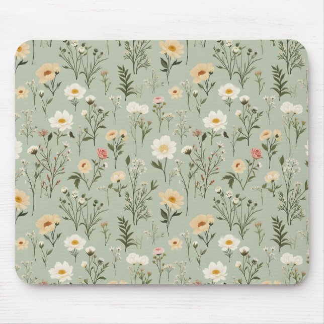 Mousepad Lovely Meadow Flowers on Green (Frente)