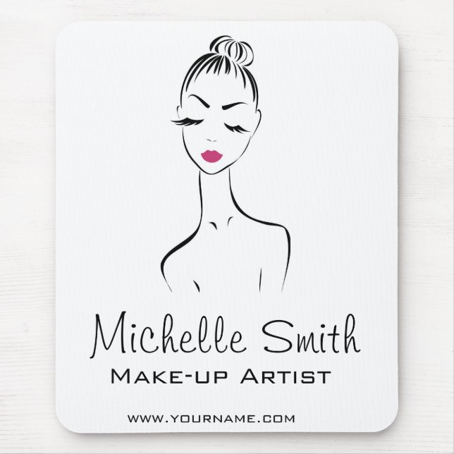 Mousepad Lovely pink lips make up artist  branding (Frente)