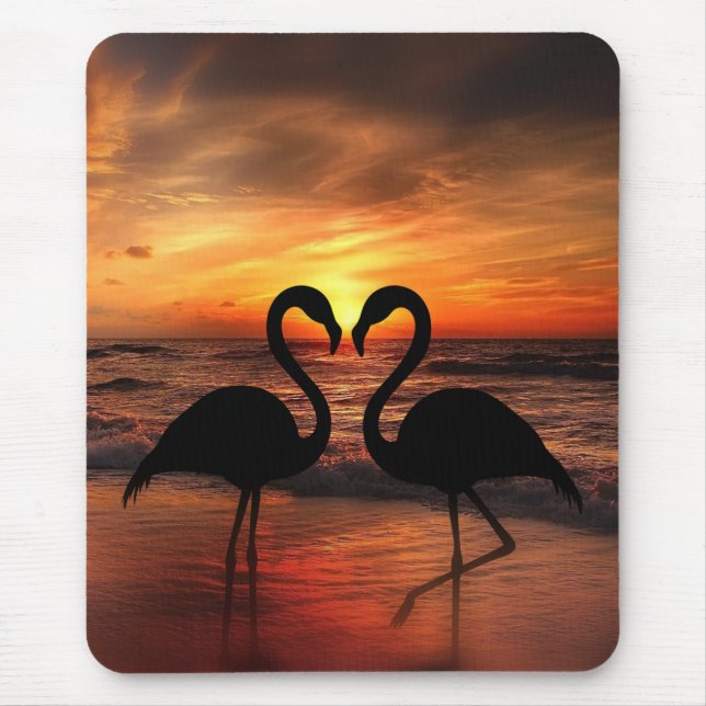Mousepad Lovingo Flamingo Sunset vê romântico Triptych Acry (Frente)