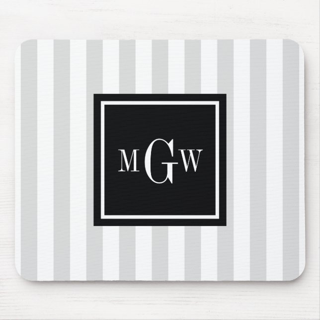 Mousepad Lt Cinza White Stripe Black Square 3 Monograma (Frente)
