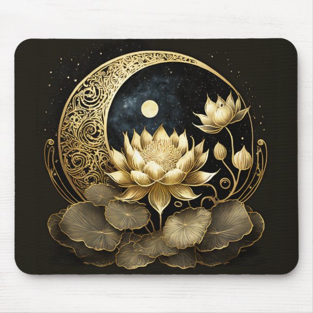 Mousepad Lua celestial e flor de lótus (Frente)