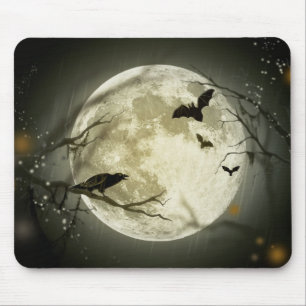 Mousepad Lua cheia com morcegos e Raven