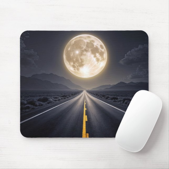 Mousepad Lua cheia sobre estrada (Com mouse)