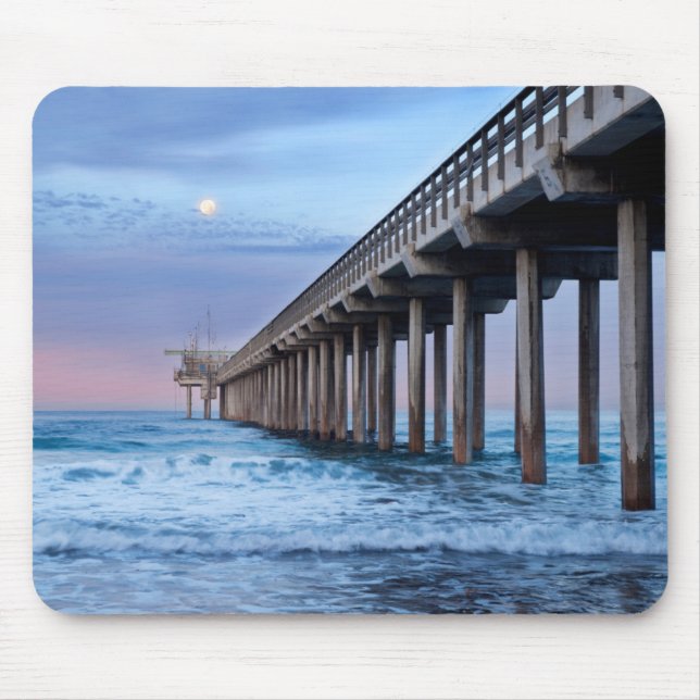 Mousepad Lua cheia sobre o píer, Califórnia (Frente)