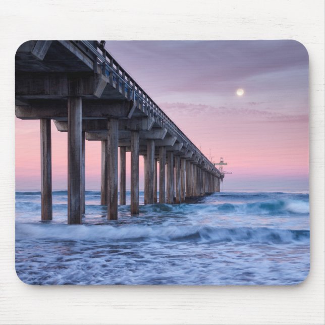 Mousepad Lua Cheia Sobre o Pier de Scripps (Frente)